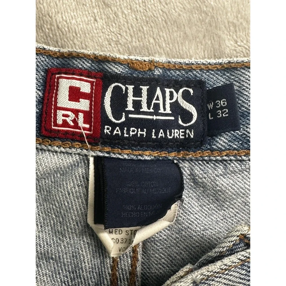 VTG‎ Chaps Ralph Lauren Jean 36x32 Blue Stone Wash Straight Classic Fit 90s Y2K